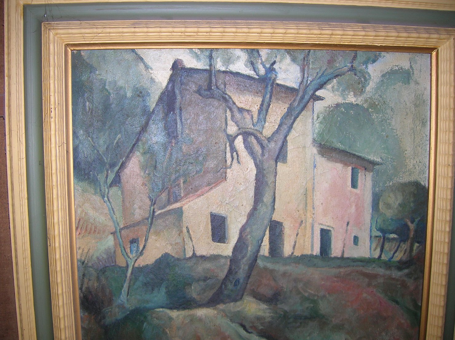Paesaggio con casa e alberi